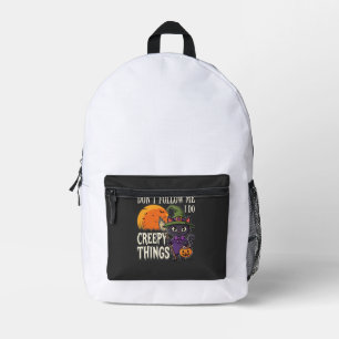 Gruselige Dinge Halloween Katze Hexe Design_1 Bedruckter Rucksack