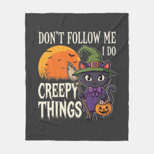 Gruselige Dinge Halloween Katze Hexe Design_1 Fleecedecke