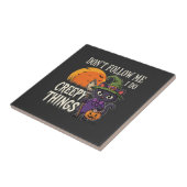 Gruselige Dinge Halloween Katze Hexe Design_1 Fliese (Seite)