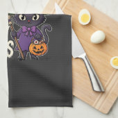 Gruselige Dinge Halloween Katze Hexe Design_1 Geschirrtuch (Viertel Falte)