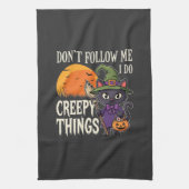 Gruselige Dinge Halloween Katze Hexe Design_1 Geschirrtuch (Vertikal)