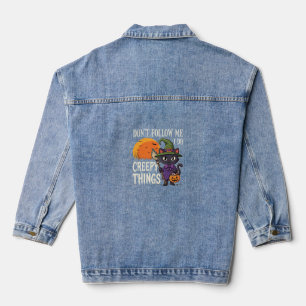 Gruselige Dinge Halloween Katze Hexe Design_1 Jeansjacke