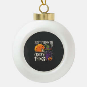 Gruselige Dinge Halloween Katze Hexe Design_1 Keramik Kugel-Ornament