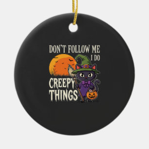 Gruselige Dinge Halloween Katze Hexe Design_1 Keramik Ornament