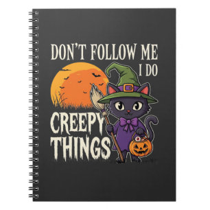 Gruselige Dinge Halloween Katze Hexe Design_1 Notizblock