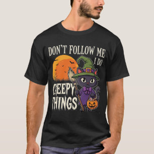 Gruselige Dinge Halloween Katze Hexe Design_1 T-Shirt