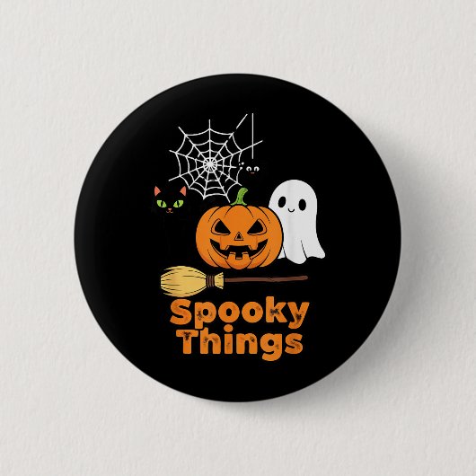 Gruselige Dinge Süßer Halloween-Kürbis-Geist Schwa Button (Vorderseite)