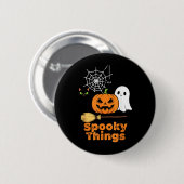 Gruselige Dinge Süßer Halloween-Kürbis-Geist Schwa Button (Vorne & Hinten)