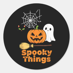Gruselige Dinge Süßer Halloween-Kürbis-Geist Schwa Runder Aufkleber