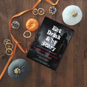 Gruselige Eat Drink & Be Scary Halloween-Party Einladung