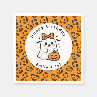 Gruselige Ein-Mädchen-Halloween-Geburtstagspapier- Serviette