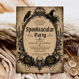 Gruselige Erwachsenen-Halloween-Party Vintage-Tote Einladung