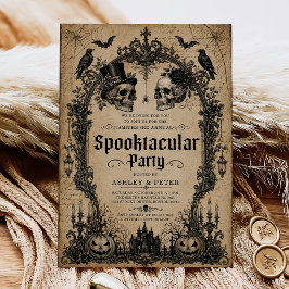 Gruselige Erwachsenen-Halloween-Party Vintage-Tote Einladung