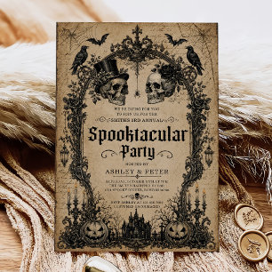 Gruselige Erwachsenen-Halloween-Party Vintage-Tote Einladung