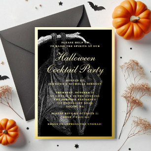 Gruselige Fledermaus Halloween Cocktailparty Gold Folieneinladung