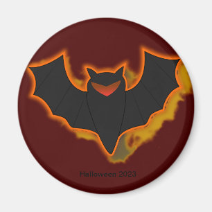 Gruselige Fledermaus Halloween Magnet   Rotes Them