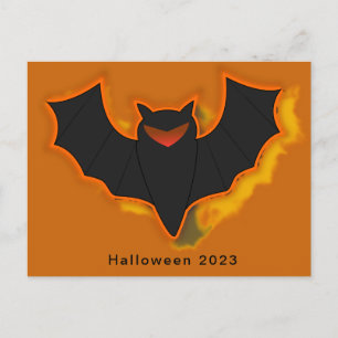 Gruselige Fledermaus Halloween-Postkarte - Orange  Feiertagspostkarte