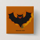 Gruselige Fledermaus Halloween-Taste | Oranges The Button (Vorderseite)