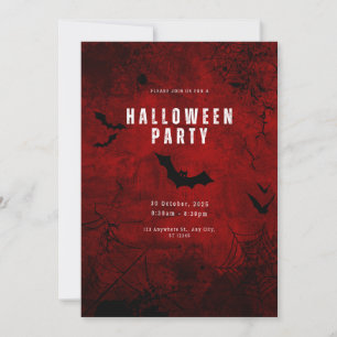 Gruselige Fledermäuse Gothic Red Halloween-Party-E Einladung