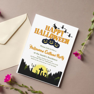 Gruselige fröhliche Halloween-Kostenüm-Party-Einla Einladung