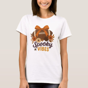 Gruselige Fußball-Herbst-Blumen-Halloween T-Shirt