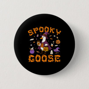 Gruselige Gans Lustiger Kaffee Halloween Hexe Frau Button