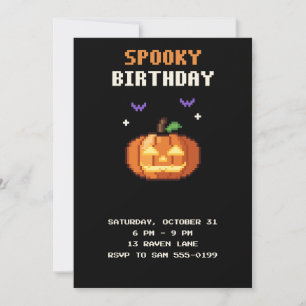 Gruselige Geburtstags-Pixel-Art-Halloween-Einladun Einladung