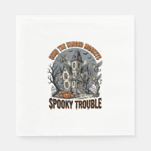Gruselige geflügelte Affen Halloween-Shirt_1 Serviette