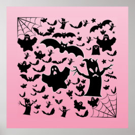 Gruselige Geist-Silhouette Halloween-Plakat Kunst Poster