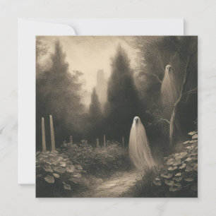 Gruselige Geister auf dem Friedhof Horror Goth Karte
