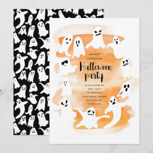 Gruselige Geister-Halloween-Party-Aquarell Feiertagskarte