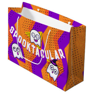 Gruselige Geister Orange Party-Tüte Große Geschenktüte