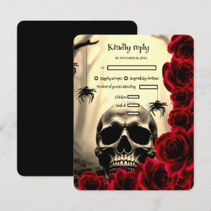Gruselige Gothic-Hochzeit Halloween RSVP-Totenkopf RSVP Karte