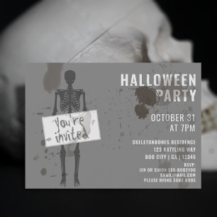 Gruselige Grunge-Skelett-Halloween-Party-Einladung Einladung