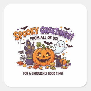 Gruselige Grüße Halloween-Party-Karte Quadratischer Aufkleber