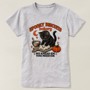Gruselige Halloween-Bäckerei Schwarze Katze T-Shirt