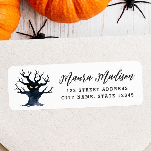Gruselige Halloween-Baum-Rücksendeadresse