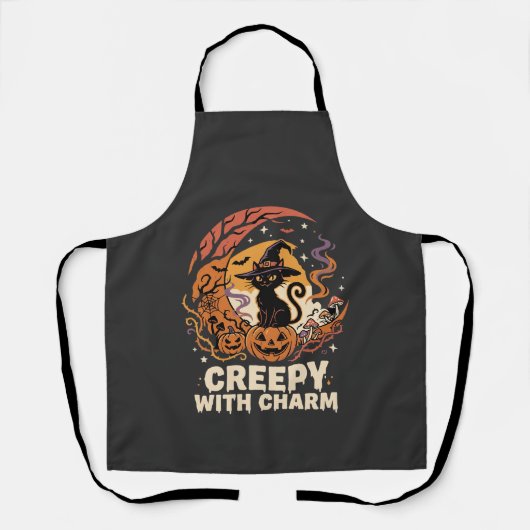 Gruselige Halloween Charme-Katze Schürze (Vorderseite)
