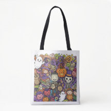 Gruselige Halloween-Doodle-Tasche