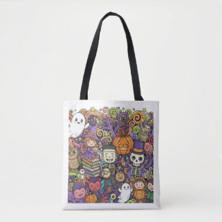 Gruselige Halloween-Doodle-Tasche Tasche