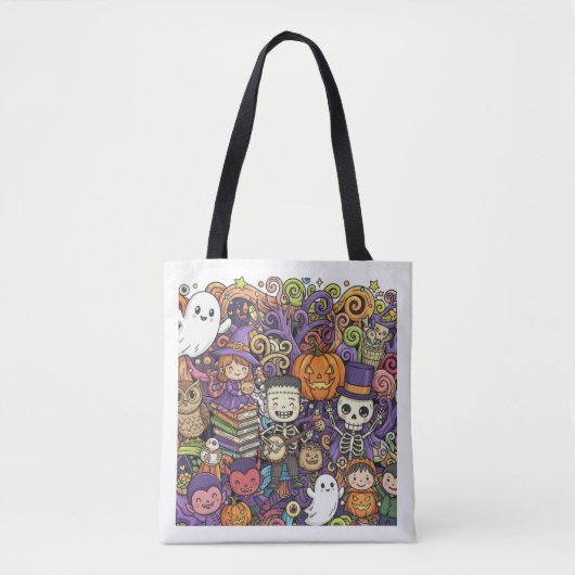 Gruselige Halloween-Doodle-Tasche Tasche (Vorderseite)