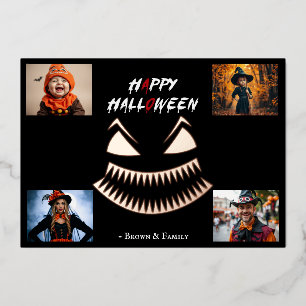 Gruselige Halloween-Familienfoto-Collage Folieneinladung