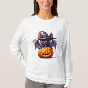 Gruselige Halloween-Fledermaus und Kürbisszene 👻 T-Shirt