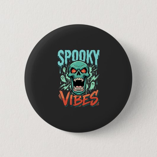 Gruselige Halloween-Geist-Schädel-Design_1 Button (Vorderseite)