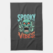 Gruselige Halloween-Geist-Schädel-Design_1 Geschirrtuch (Vertikal)