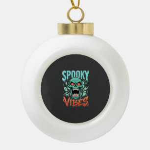 Gruselige Halloween-Geist-Schädel-Design_1 Keramik Kugel-Ornament