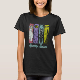 Gruselige Halloween-Geisterkatze Kürbis Fledermaus T-Shirt
