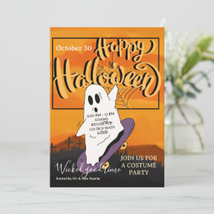 Gruselige Halloween-Geisterkostüm-Party-Einladung Einladung