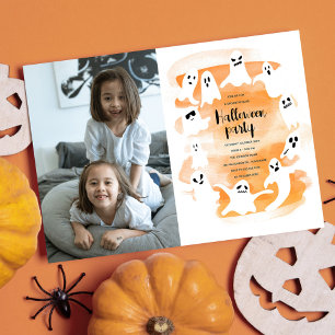 Gruselige Halloween-Geisterparty-Aquarellfotografi Feiertagskarte