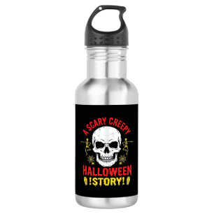 Gruselige Halloween-Geschichte Totenkopf-Design_1 Edelstahlflasche